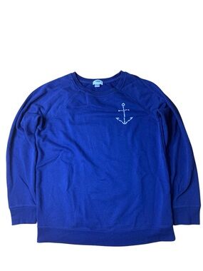 Old Navy Blue Anchor Embroidered Fleece Sweatshirt - Medium